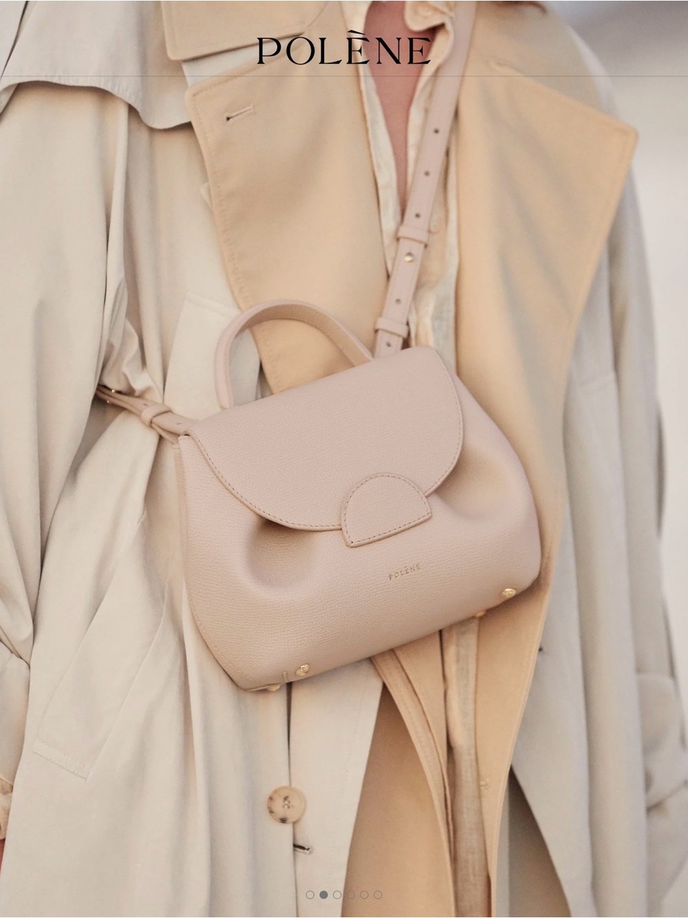 Polène Numéro Un Nano EDITION TEXTURED NUDE handbag crossbody satchel